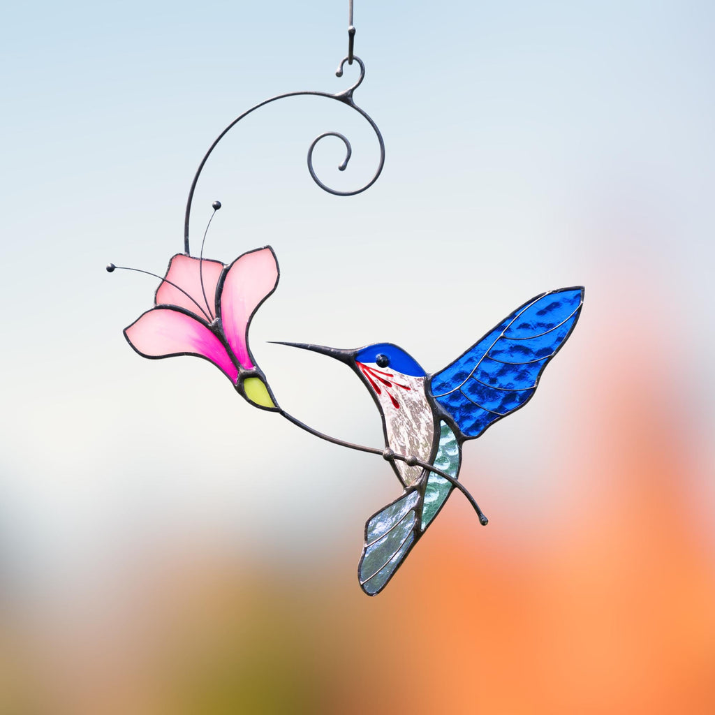 Hummingbird gifts stained glass window hangings Great grandma gift Hummingbird stained glass suncatcher Garden decoration
