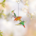 Hummingbird stained glass birds Best gift for mom Custom stained glass window hangings Fairy garden accessories