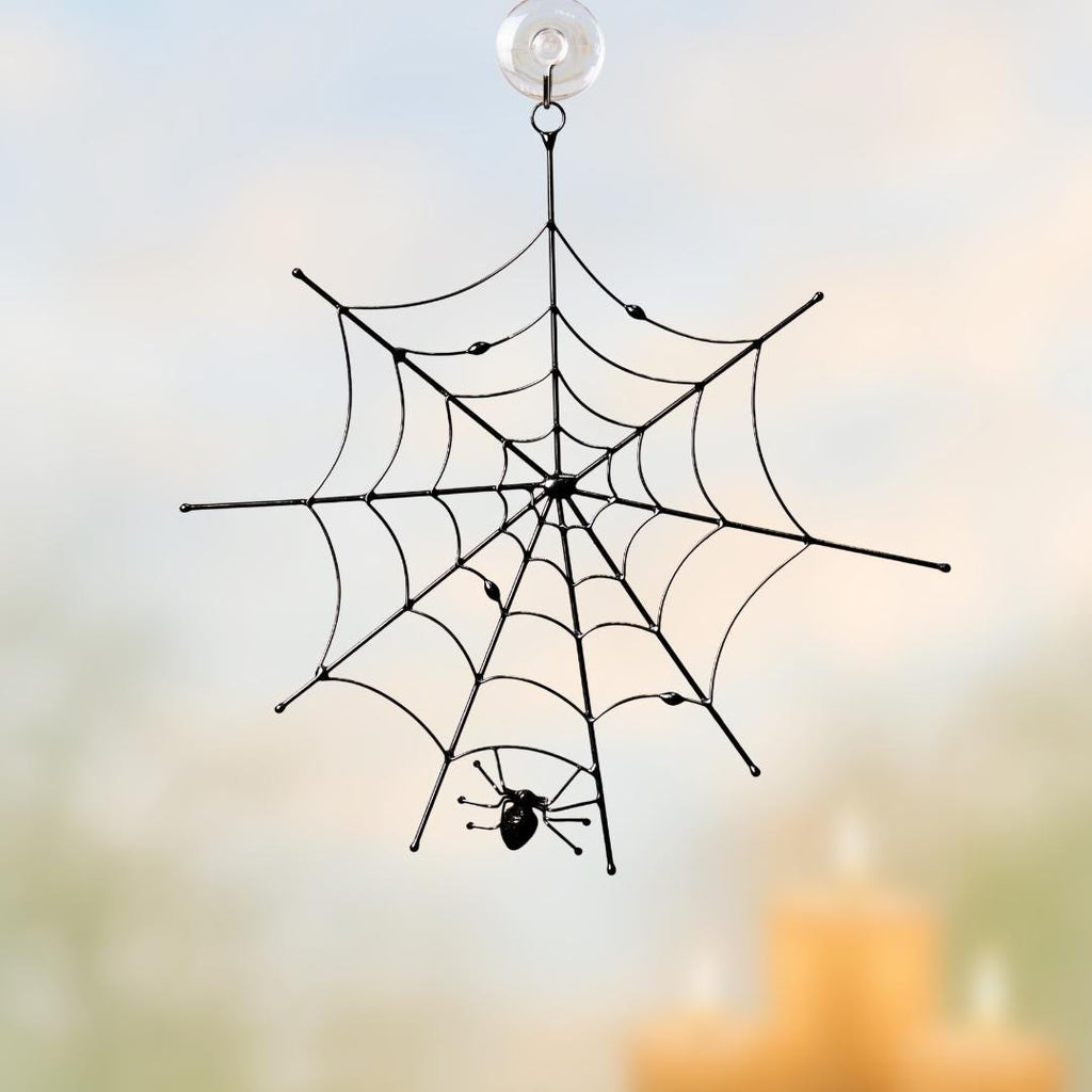 Jumping spider Halloween stained glass window hangings Handmade gifts Stained glass ghost suncatcher Spider web Halloween gifts