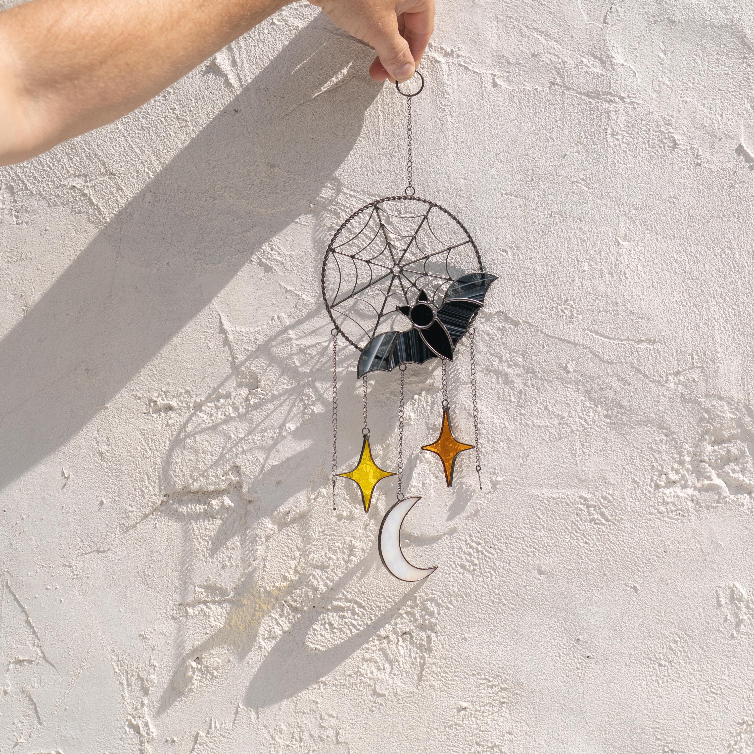 Spooky stained glass dreamcatcher Unique Halloween window hangings Gothic home decor gift