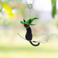 Cat ornament stained glass window hangings Halloween gifts Black cat stained glass suncatcher Halloween decor indoor Gifts for cat lovers
