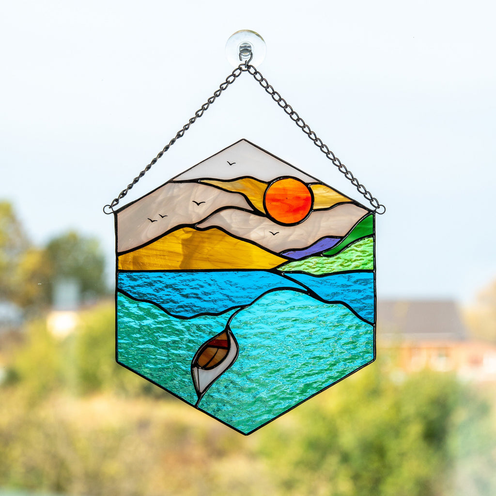 Nautical stained glass window hangings Grandma gifts Custom stained glass ornament Sea glass art Stained glass panel