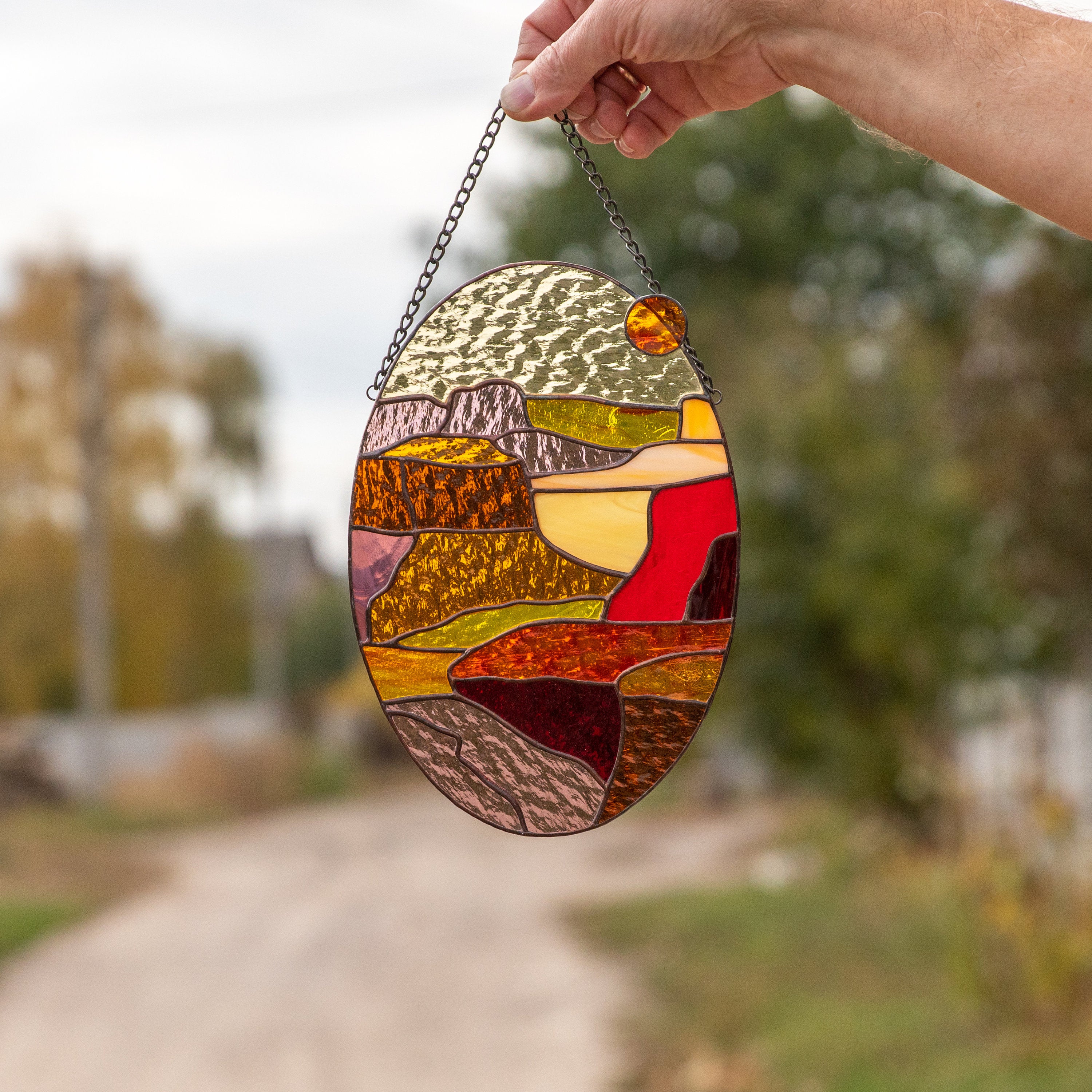 Arizona stained glass panel Great grandma gift National park stained glass window hangings Western art Sunset panel stained glass