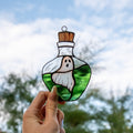 Halloween stained glass ghost Halloween spirit Custom stained glass window hangings Halloween gift Glassmasters stained glass suncatcher