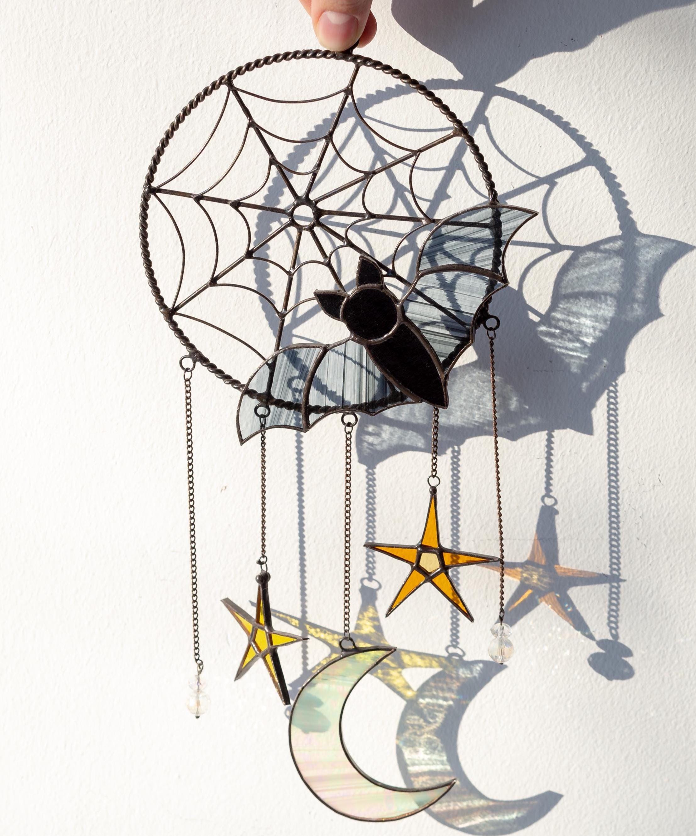 Spooky stained glass dreamcatcher Unique Halloween window hangings Gothic home decor gift