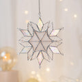 Custom stained glass ornament Holiday hosting decor Stained glass snowflake suncatcher Modern stained glass window hangings