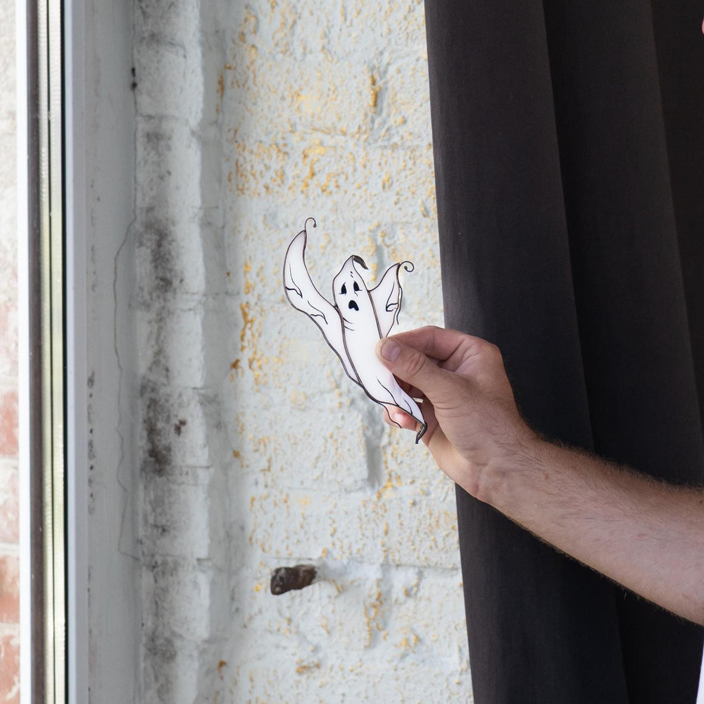 Ghost face stained glass sun catcher Fall decorations Cute ghost stained glass window hangings Fall artwork glass ornament