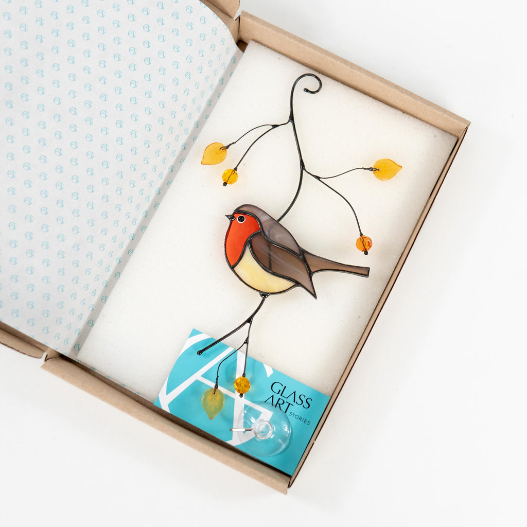 Christmas Robin stained glass bird Gift for bird lovers stained glass window hangings Mother in law gifts stained glass sun catcher