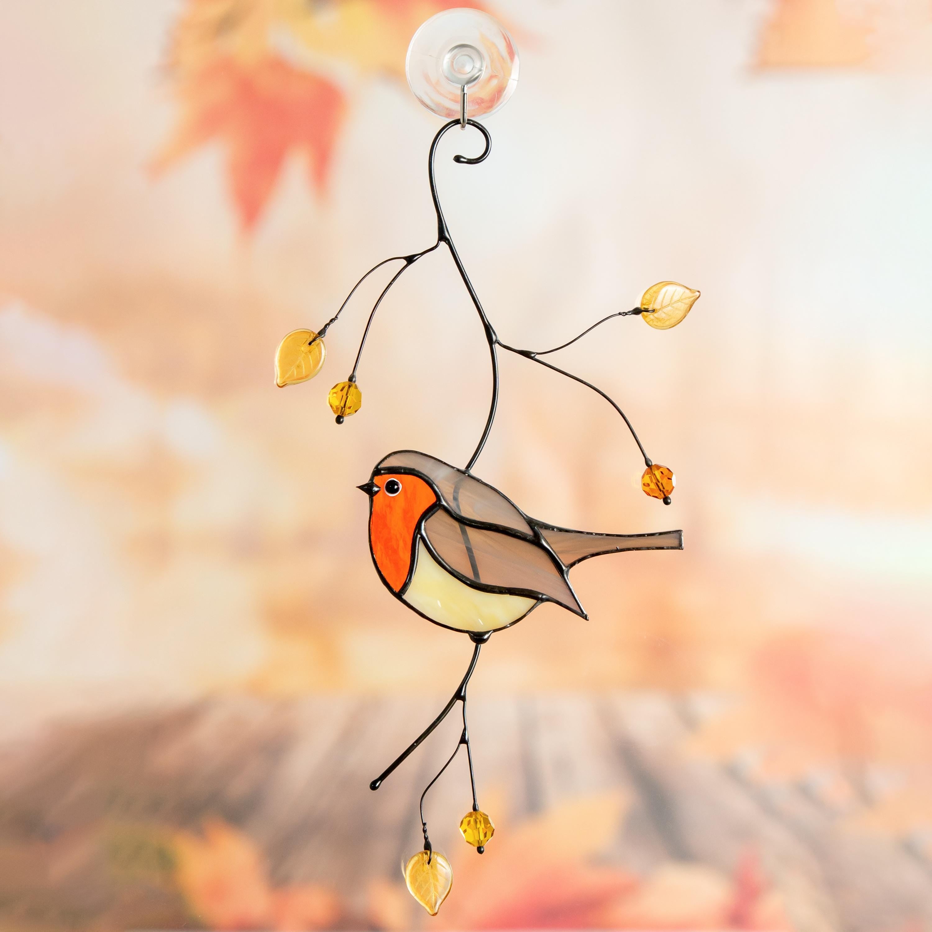 Christmas Robin stained glass bird Gift for bird lovers stained glass window hangings Mother in law gifts stained glass sun catcher