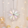 Snowflakes stained glass window hangings Christmas gifts ideas Winter decor stained glass sun catcher Handmade product Christmas decoration