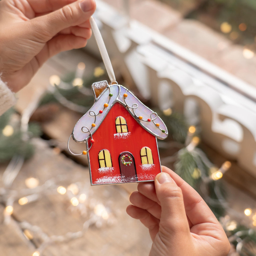 Gingerbread house stained glass suncatcher Mother in law Christmas gift Christmas bundle stained glass window hangings Gingerbread ornament