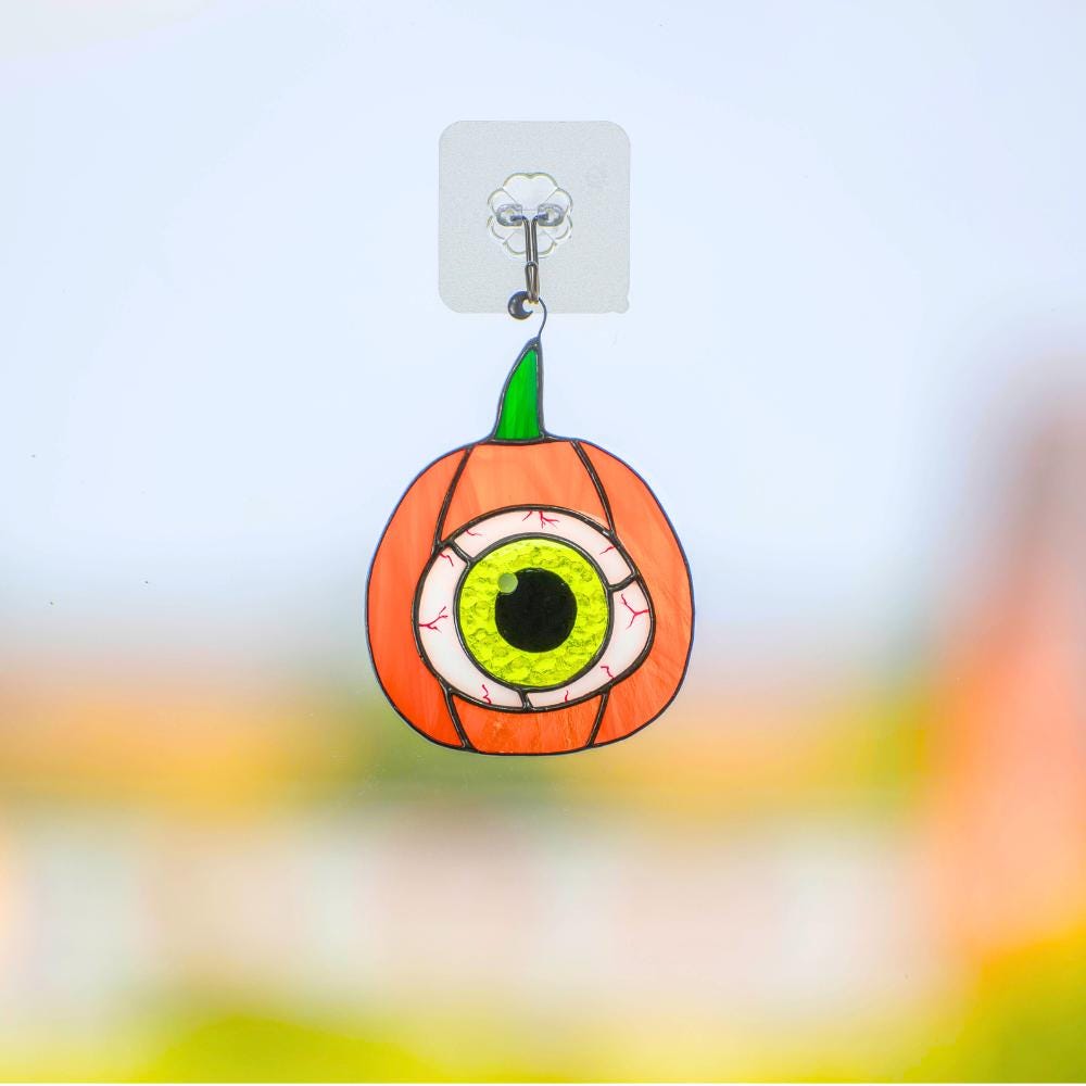 Halloween pumpkin stained glass window hangings Halloween gifts Pumpkin decor stained glass Halloween suncatcher Spooky season