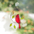 Cardinal stained glass bird Sympathy gifts for loss of father Cardinal ornament stained glass window hangings Godfather gift