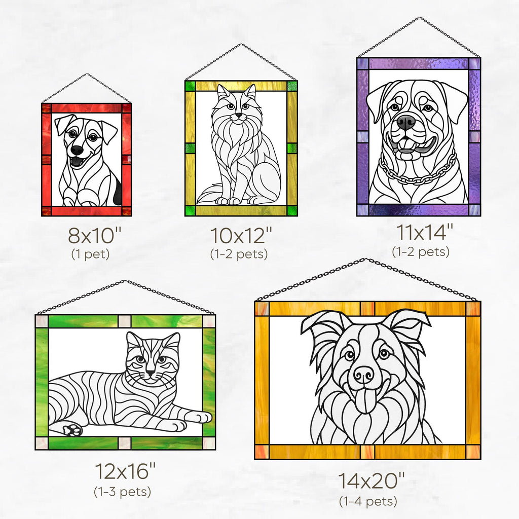 Personalized pet gift stained glass window hangings Custom dog portrait