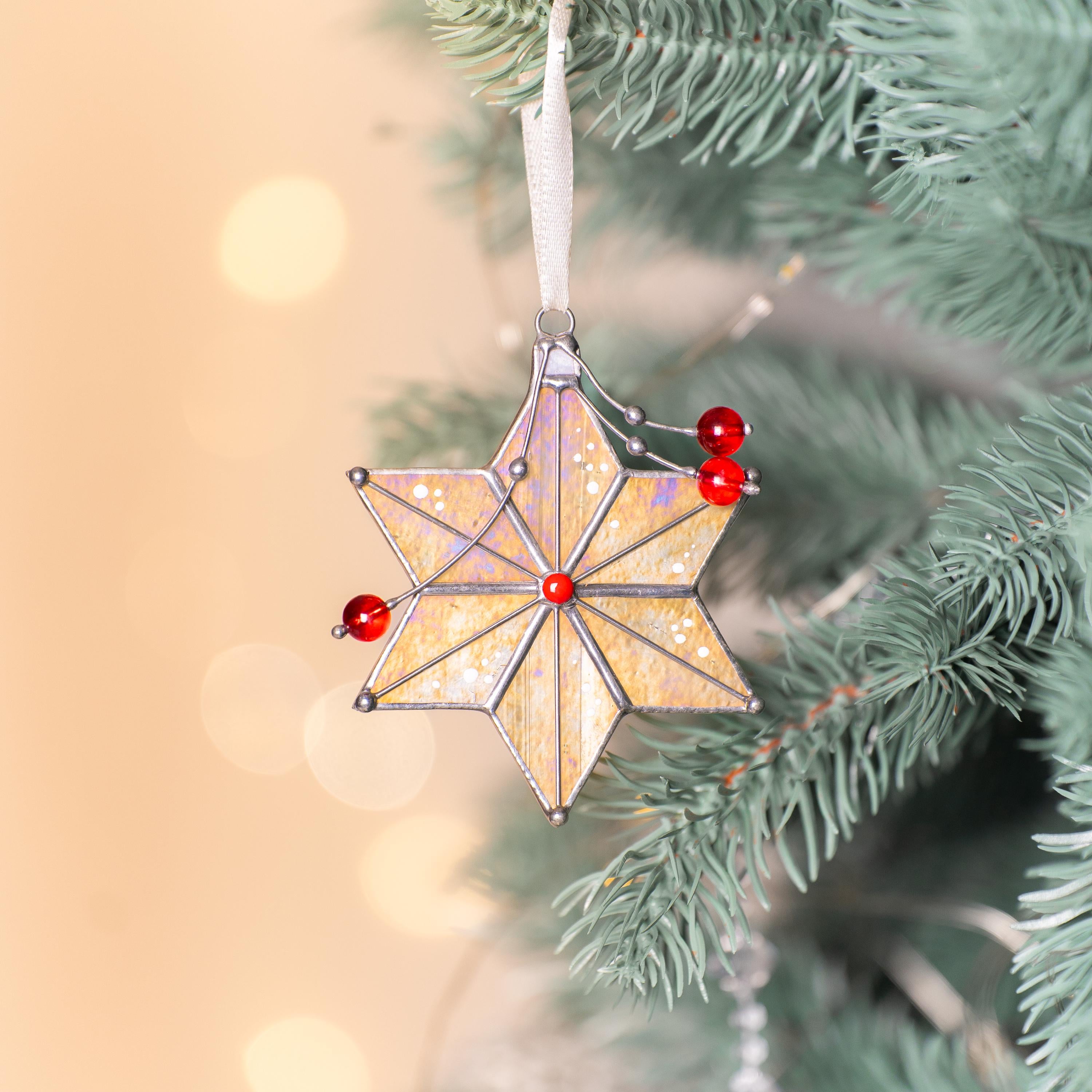Christmas tree star stained glass suncatcher Grandparents Christmas gift Christmas tree ornaments stained glass window hangings