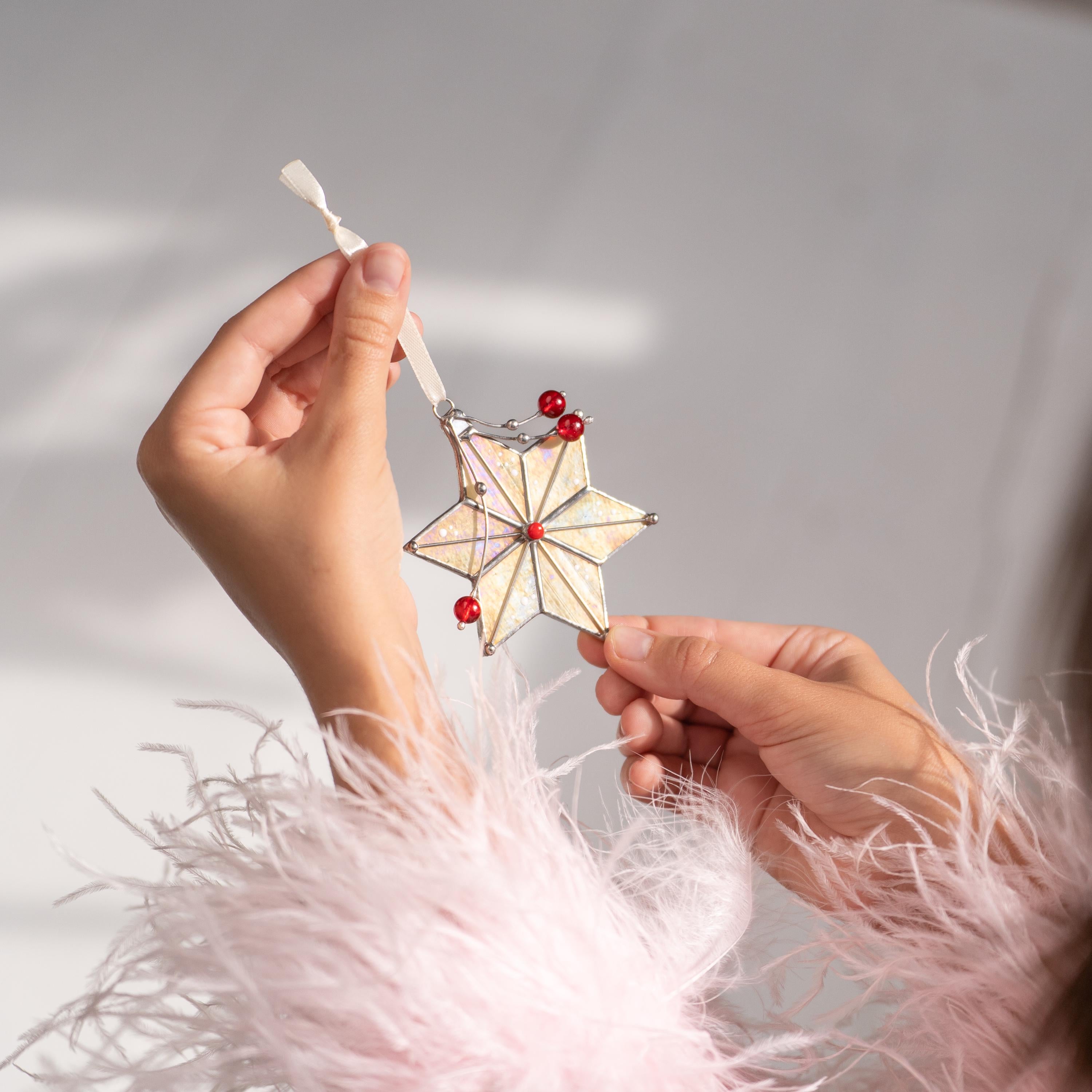 Christmas tree star stained glass suncatcher Grandparents Christmas gift Christmas tree ornaments stained glass window hangings