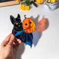Stained glass Halloween suncatcher Bat glass ornament Halloween pumpkin stained glass sun catcher Bat wings handmade product
