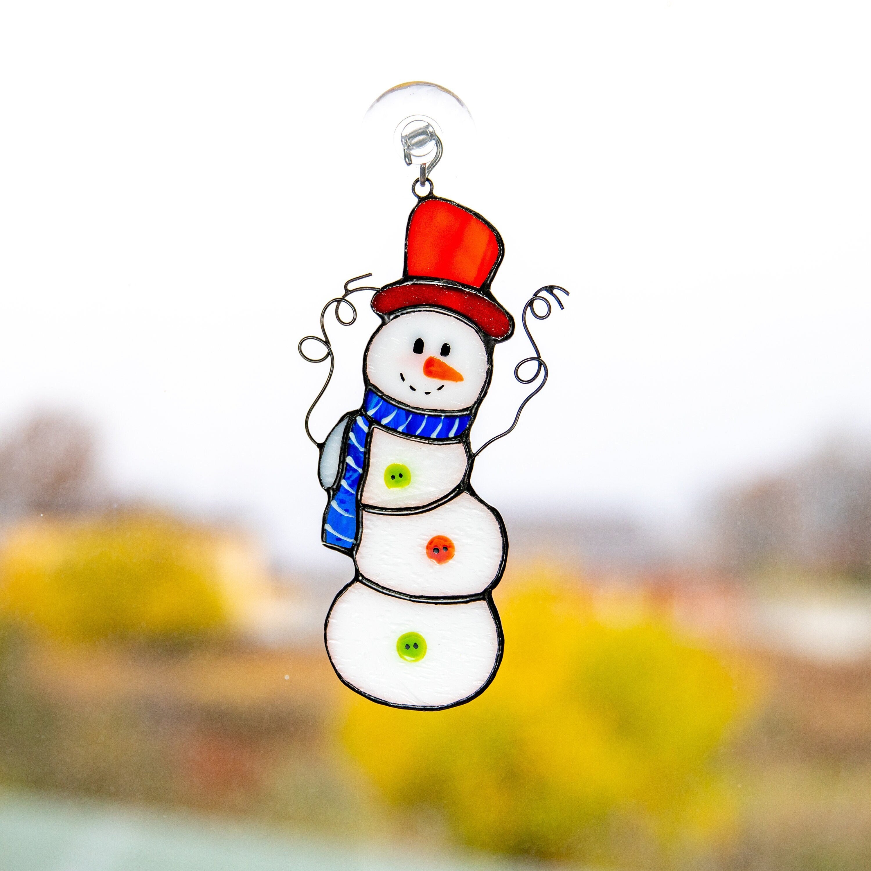 Stained glass snowman ornament Christmas gifts Glass Christmas ornaments stained glass window hangings Snowman stained glass suncatcher