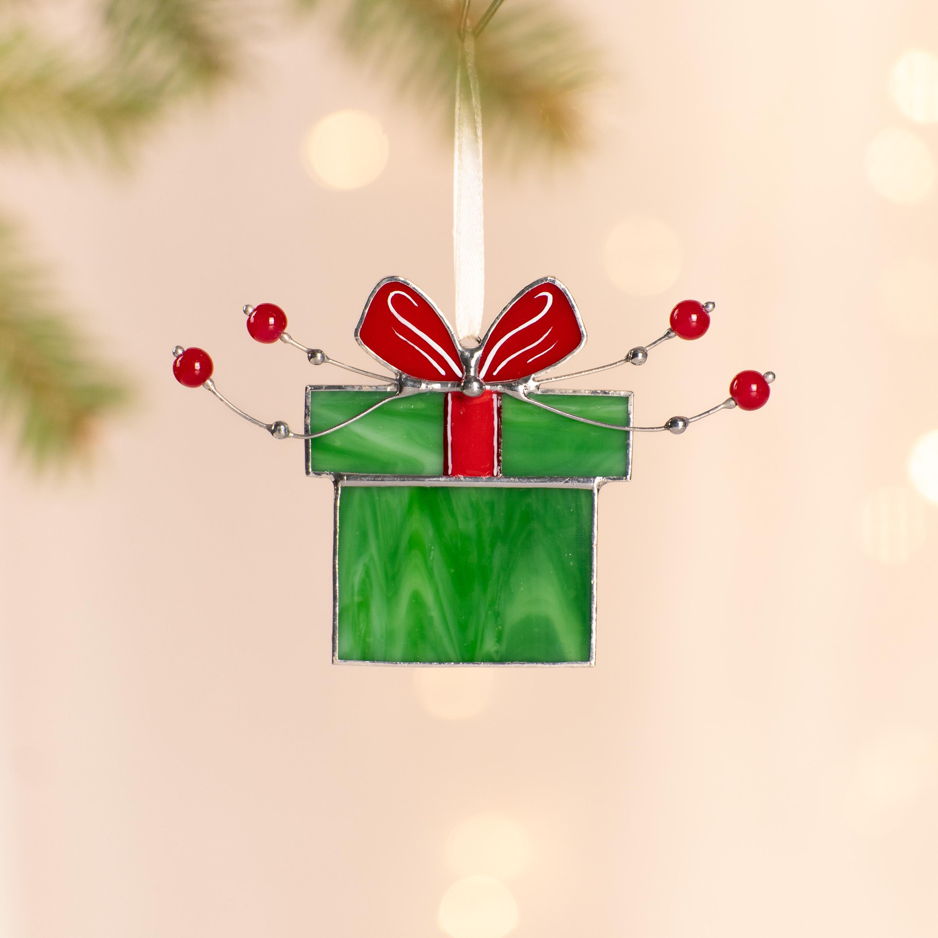 Christmas present stained glass suncatcher Christmas gifts ideas Christmas eve box stained glass window hangings Handmade Christmas gift