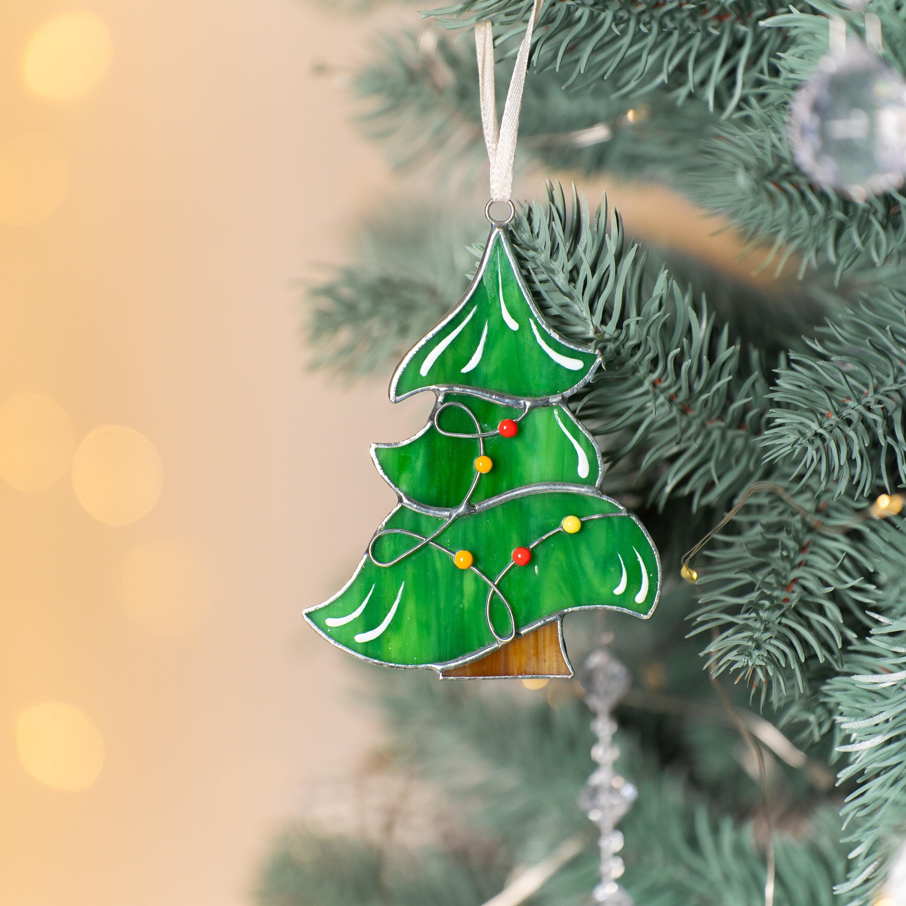 Christmas tree ornaments stained glass window hangings Best Gifts for Her Christmas Unique Christmas ornaments set stained glass suncatchers