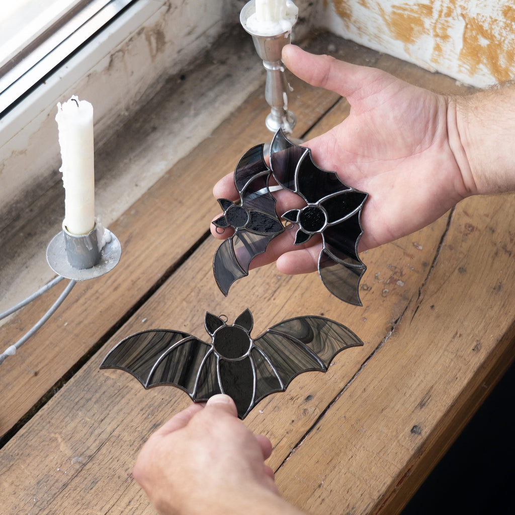 Bat wings stained glass window hangings Outdoor Halloween decor Bat stained glass Halloween suncatcher Spooky gifts Halloween gift box