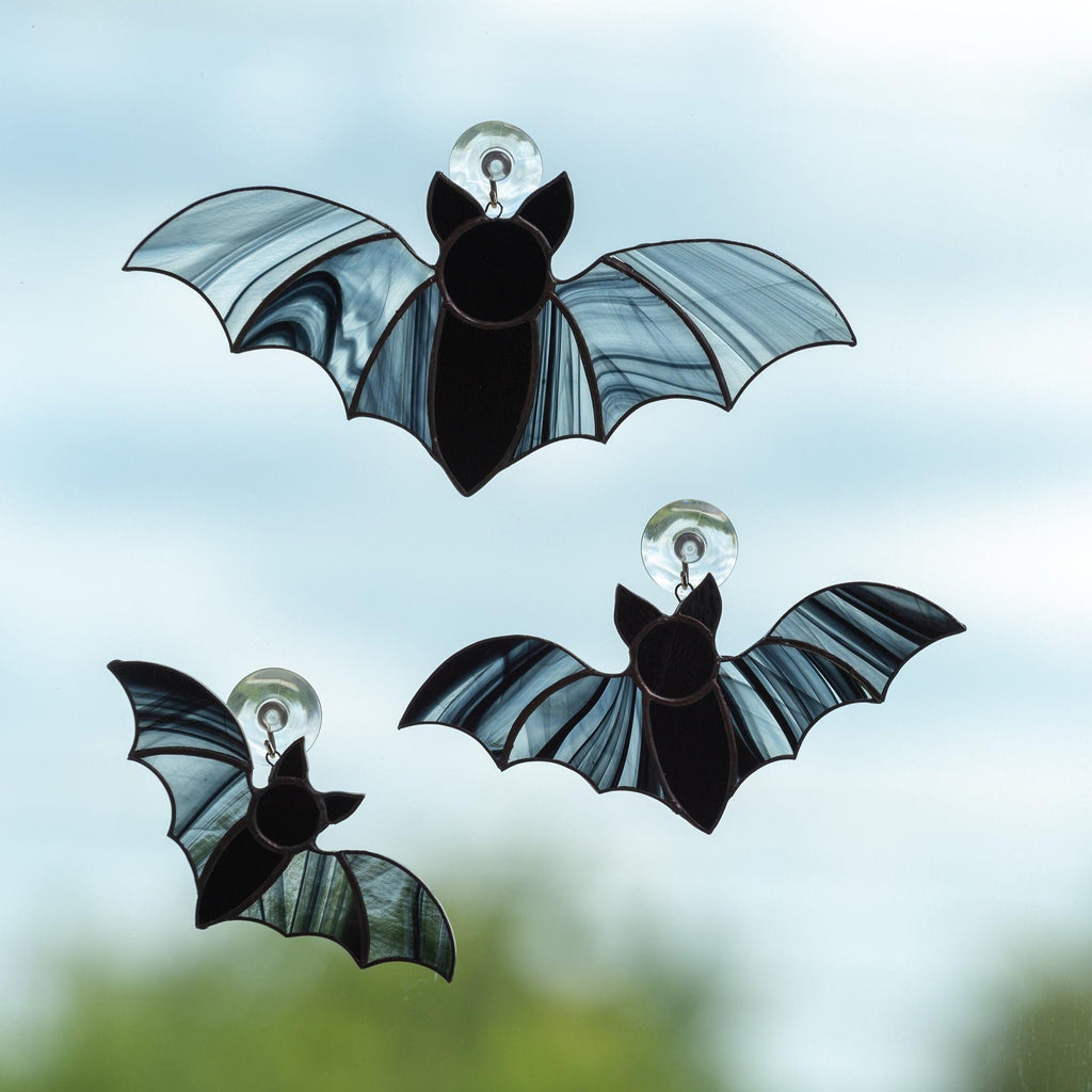Bat wings stained glass window hangings Outdoor Halloween decor Bat stained glass Halloween suncatcher Spooky gifts Halloween gift box