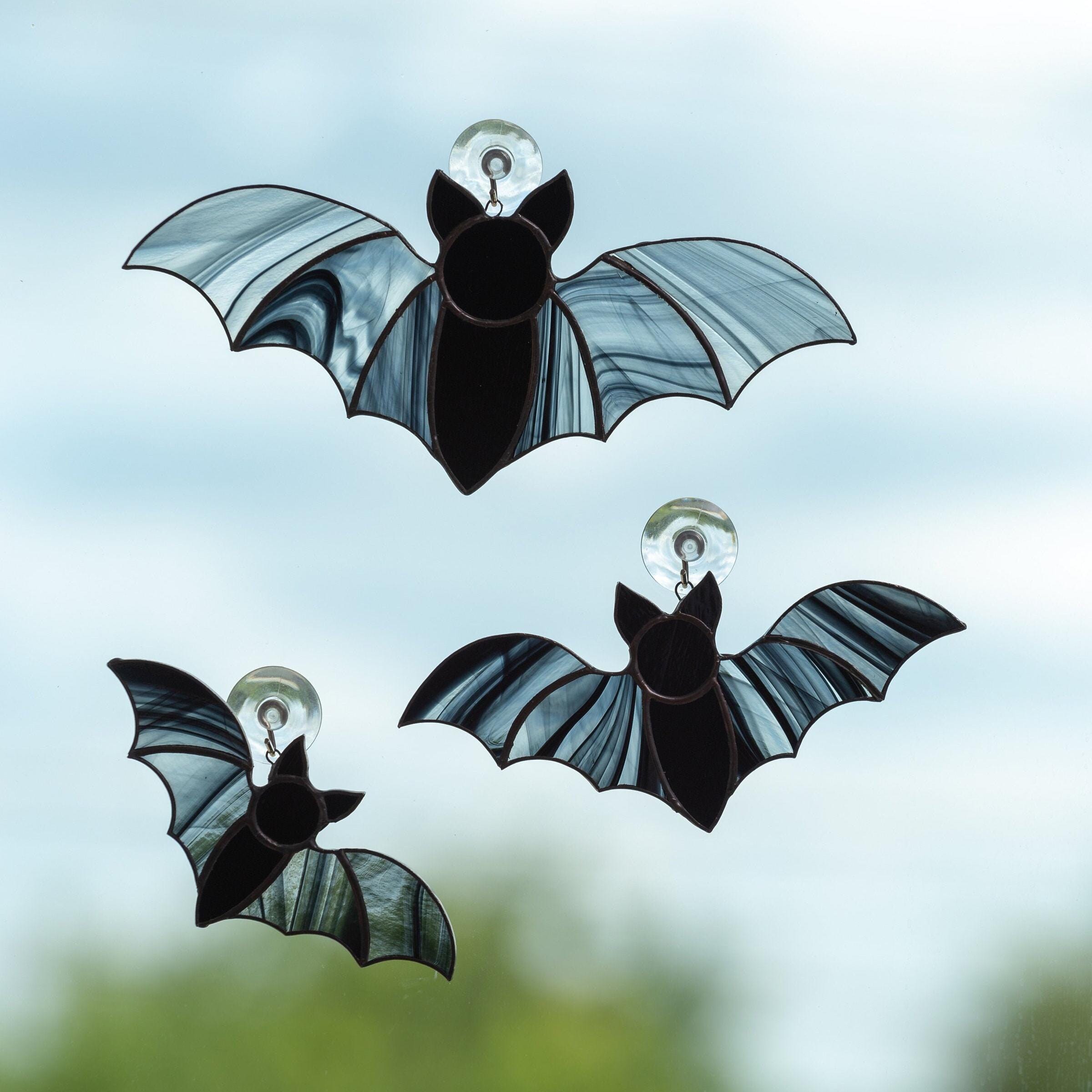 Halloween stained glass bat suncatcher Halloween gift Custom stained glass window hangings Halloween artwork Halloween stained glass horror