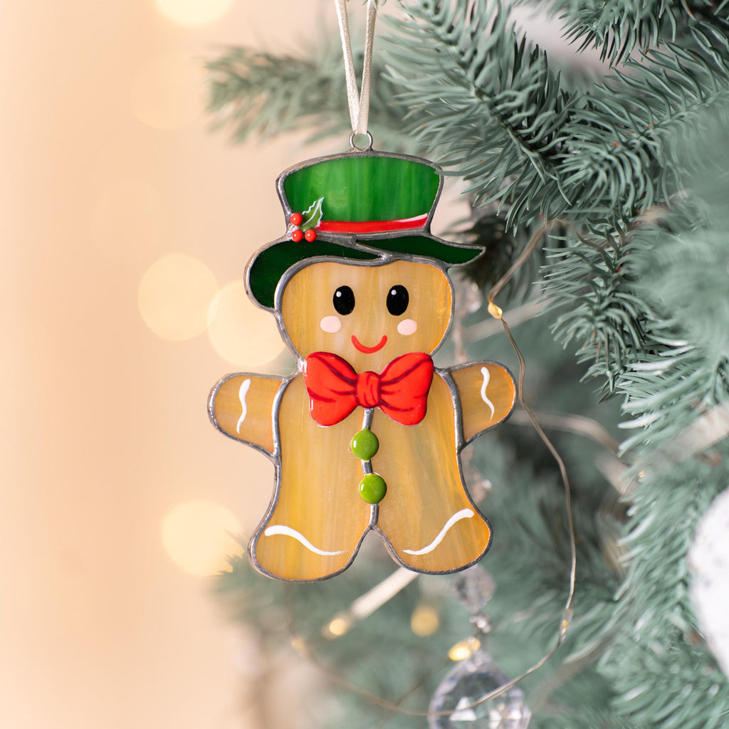 Gingerbread ornament stained glass window hangings Friend Christmas gifts Gingerbread house ornament stained glass suncatcher Xmas ornaments