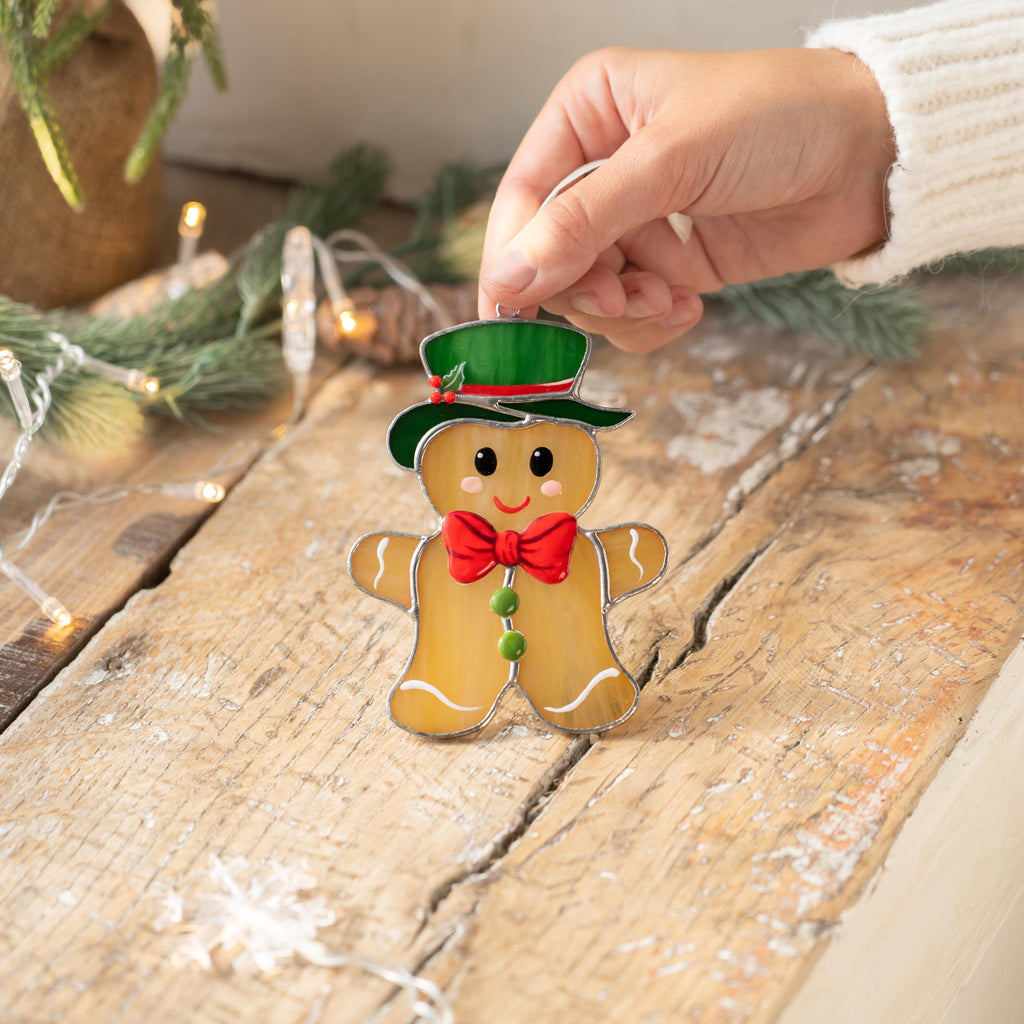 Gingerbread ornament stained glass window hangings Friend Christmas gifts Gingerbread house ornament stained glass suncatcher Xmas ornaments