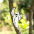 Ghost face stained glass sun catcher Fall decorations Cute ghost stained glass window hangings Fall artwork glass ornament