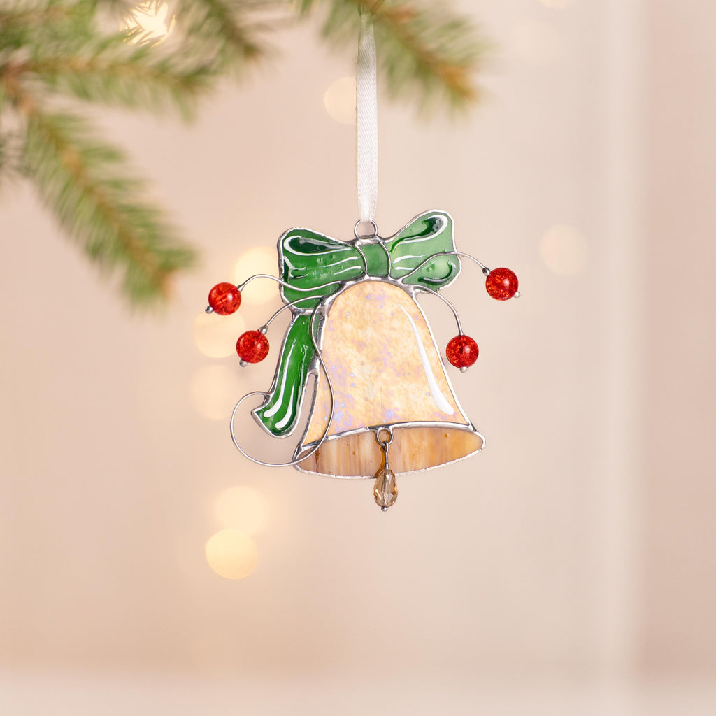 Christmas decoration stained glass suncatcher Bell Winter Decor Gifts for Him Christmas tree ornaments stained glass window hangings