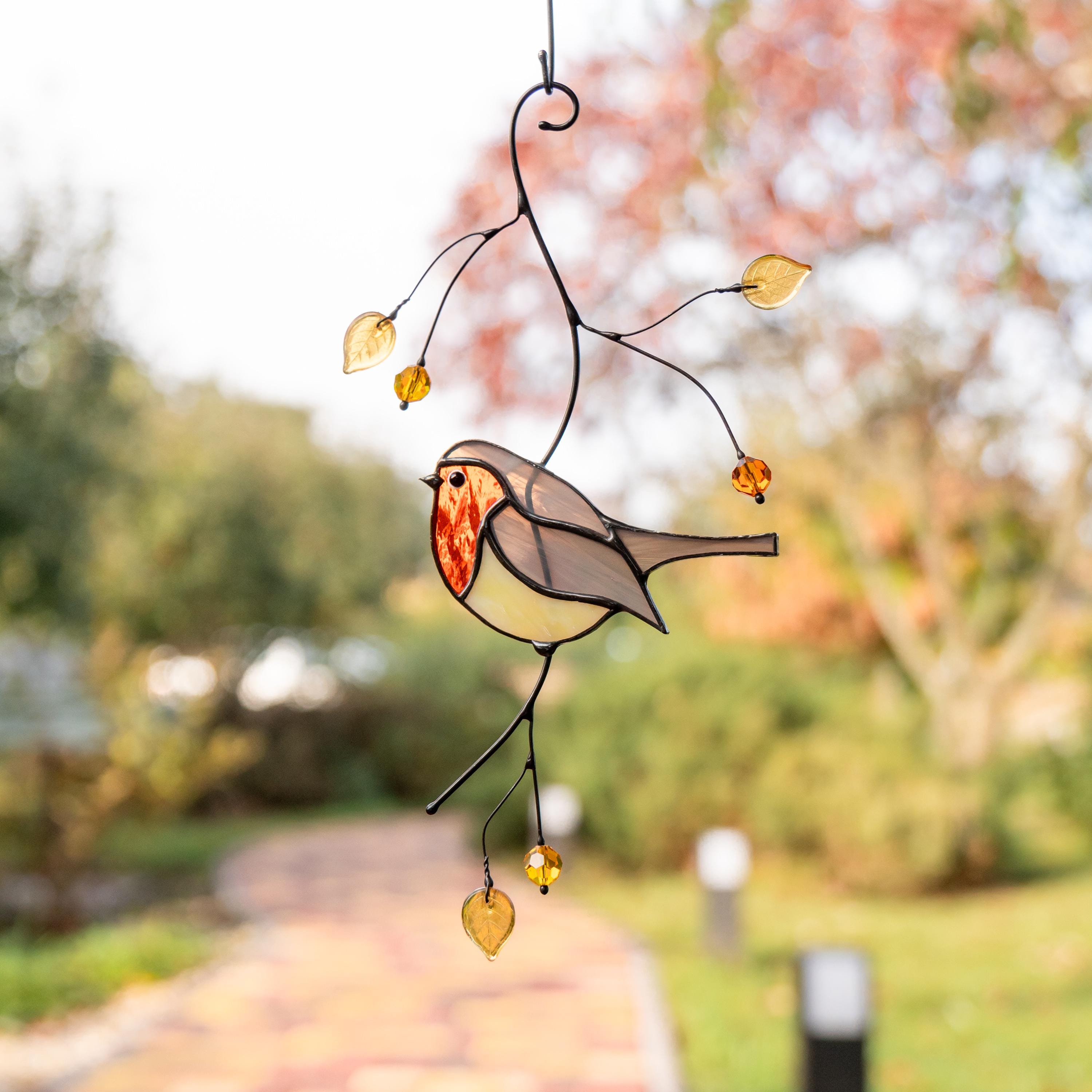 Christmas Robin stained glass bird Gift for bird lovers stained glass window hangings Mother in law gifts stained glass sun catcher
