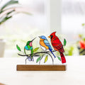 Stained glass birds Unique gift for mom Hummingbird ornament stained glass panel Cardinal gifts Bluebird Modern farmhouse decor