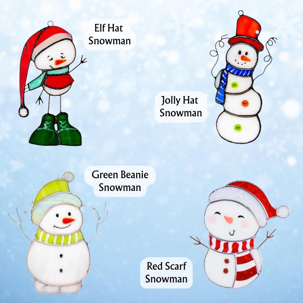 Christmas tree ornaments stained glass window hangings Gifts for him Christmas Snowman decor stained glass sun catcher Christmas gifts ideas