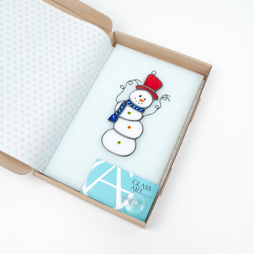 Stained glass snowman ornament Christmas gifts Glass Christmas ornaments stained glass window hangings Snowman stained glass suncatcher