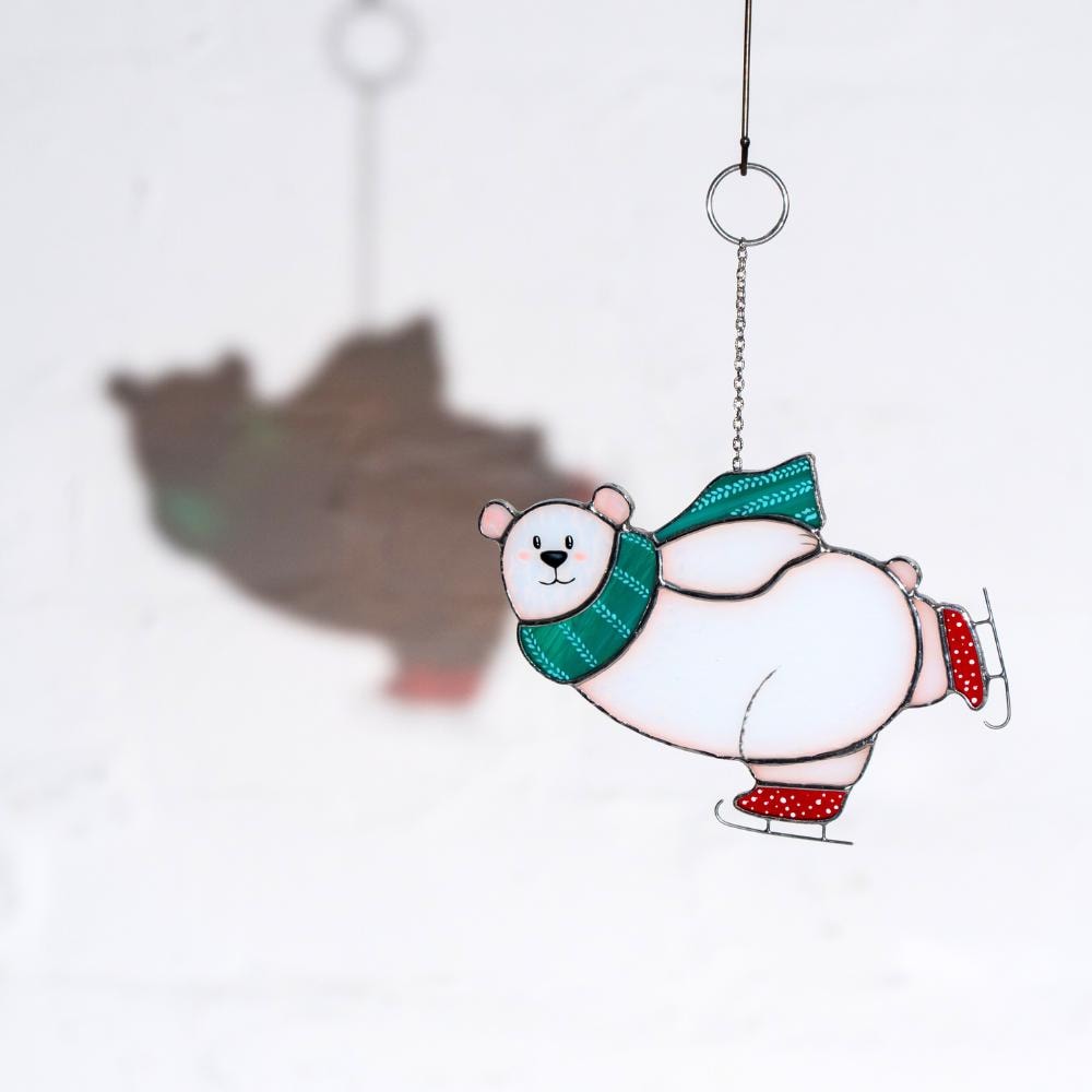 Christmas tree ornaments stained glass window hangings Gifts Parents Christmas Bear stained glass sun catcher Christmas decoration