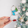 Glass Christmas ornaments stained glass window hangings Bear stained glass suncatcher Holiday hosting decor Polar bear Daughter in law gift