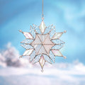 Stained glass winter decor Snowflakes stained glass sun catchers Holiday hosting decor Handmade Christmas gift Christmas crystal suncatcher