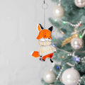 Fox gifts stained glass window hangings Christmas gifts mom Fox stained glass suncatcher Holiday hosting decor Fox family tree ornament