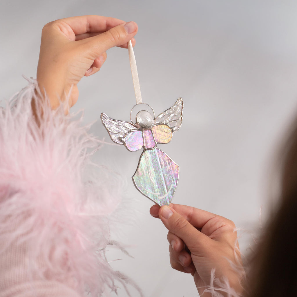 Angel ornament stained glass suncatcher Grandma Christmas gift Angel Christmas ornaments stained glass window hangings Angel gift