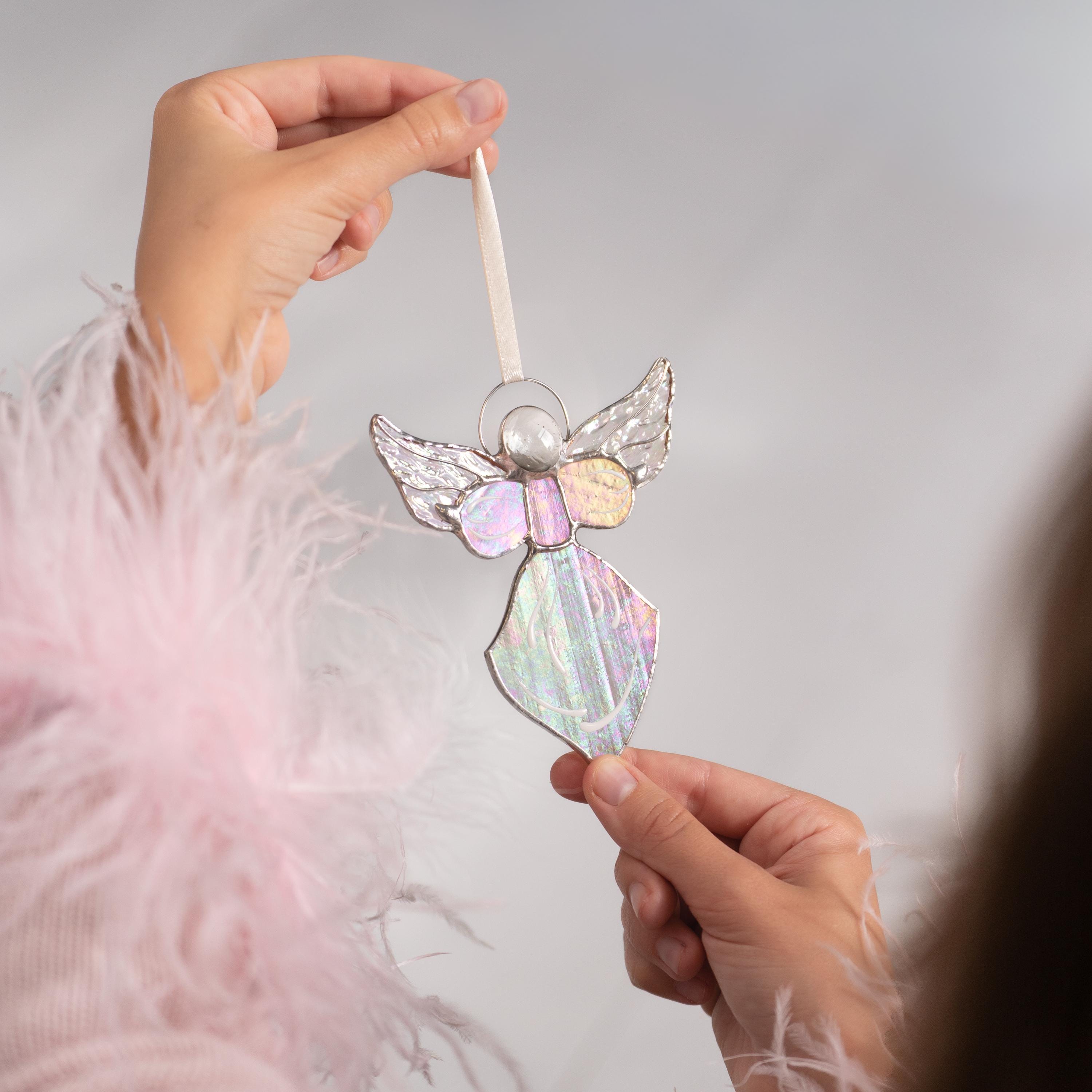 Angel ornament stained glass suncatcher Grandma Christmas gift Angel Christmas ornaments stained glass window hangings Angel gift