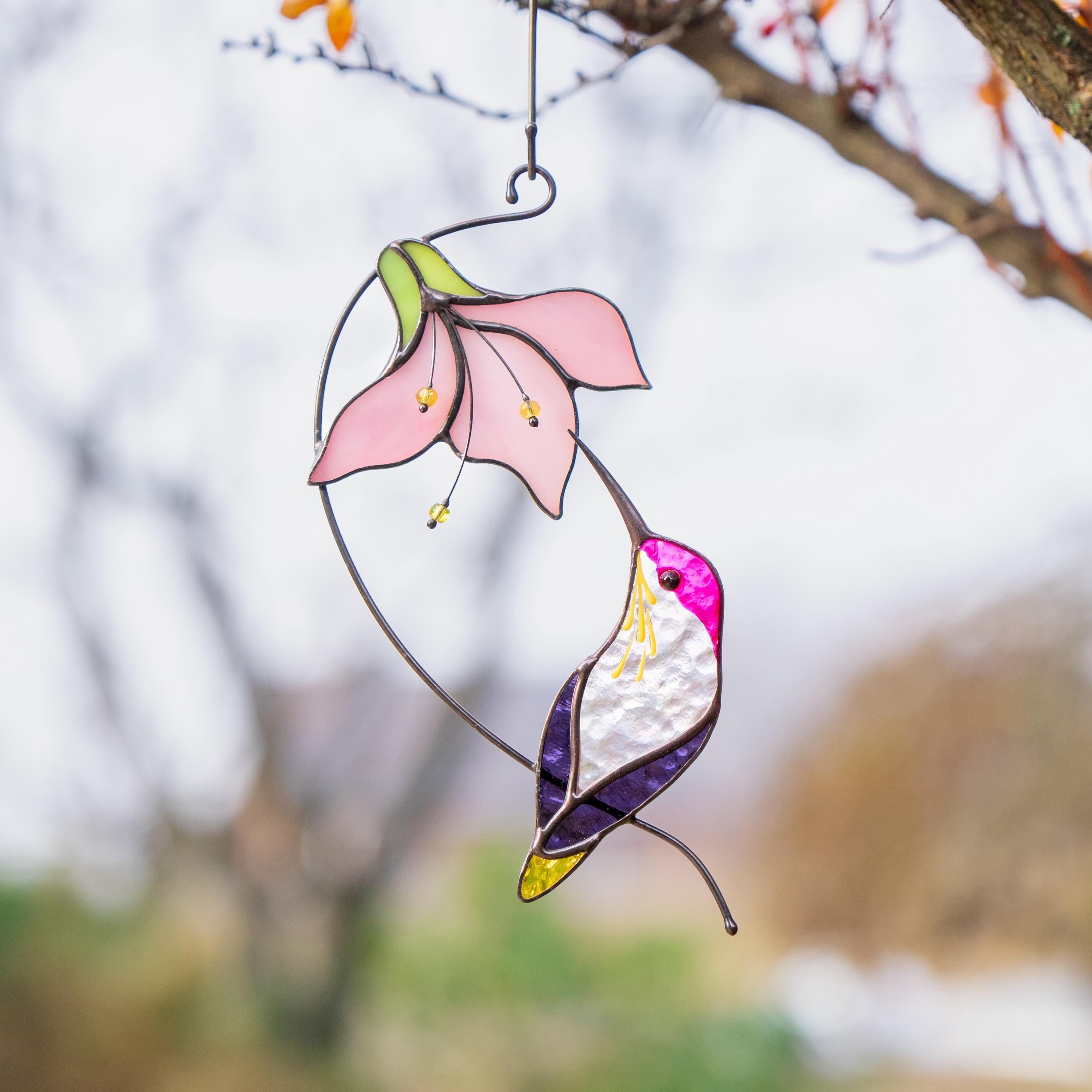 Hummingbird stained glass bird Mothers day gift Hummingbird ornament stained glass window hangings Godmother gifts Bird lover gifts