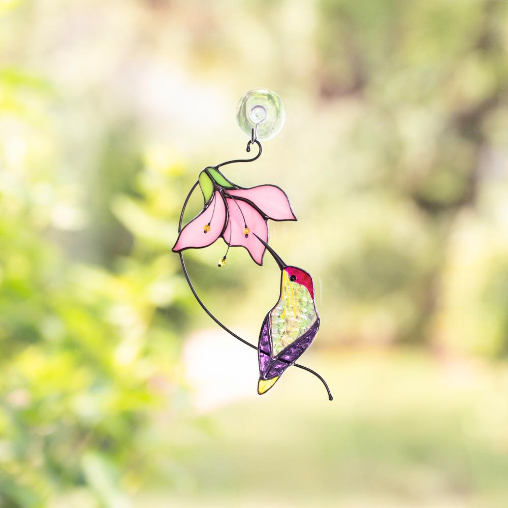 Hummingbird stained glass bird Mothers day gift Hummingbird ornament stained glass window hangings Godmother gifts Bird lover gifts