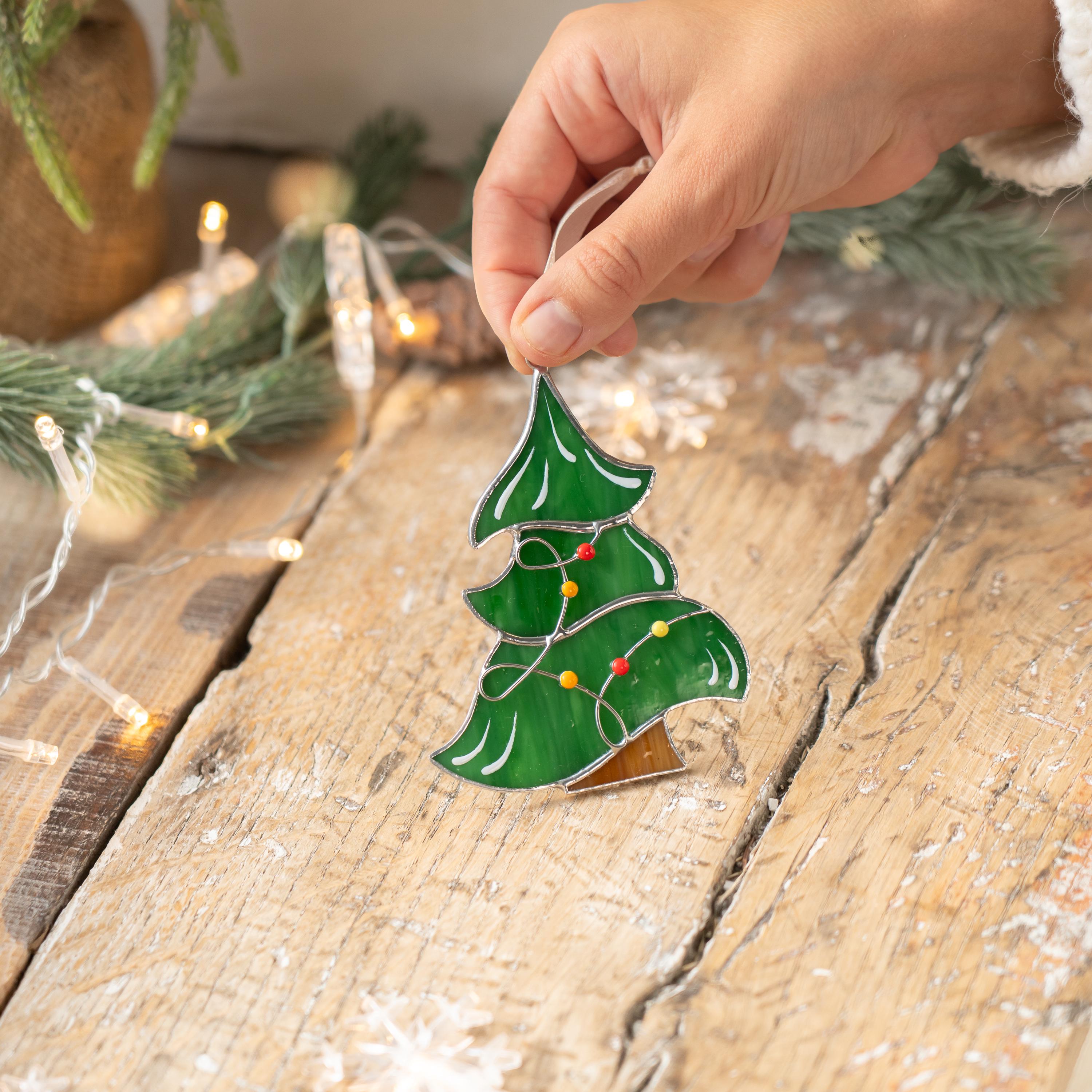 Christmas tree ornaments stained glass window hangings Best Gifts for Her Christmas Unique Christmas ornaments set stained glass suncatchers