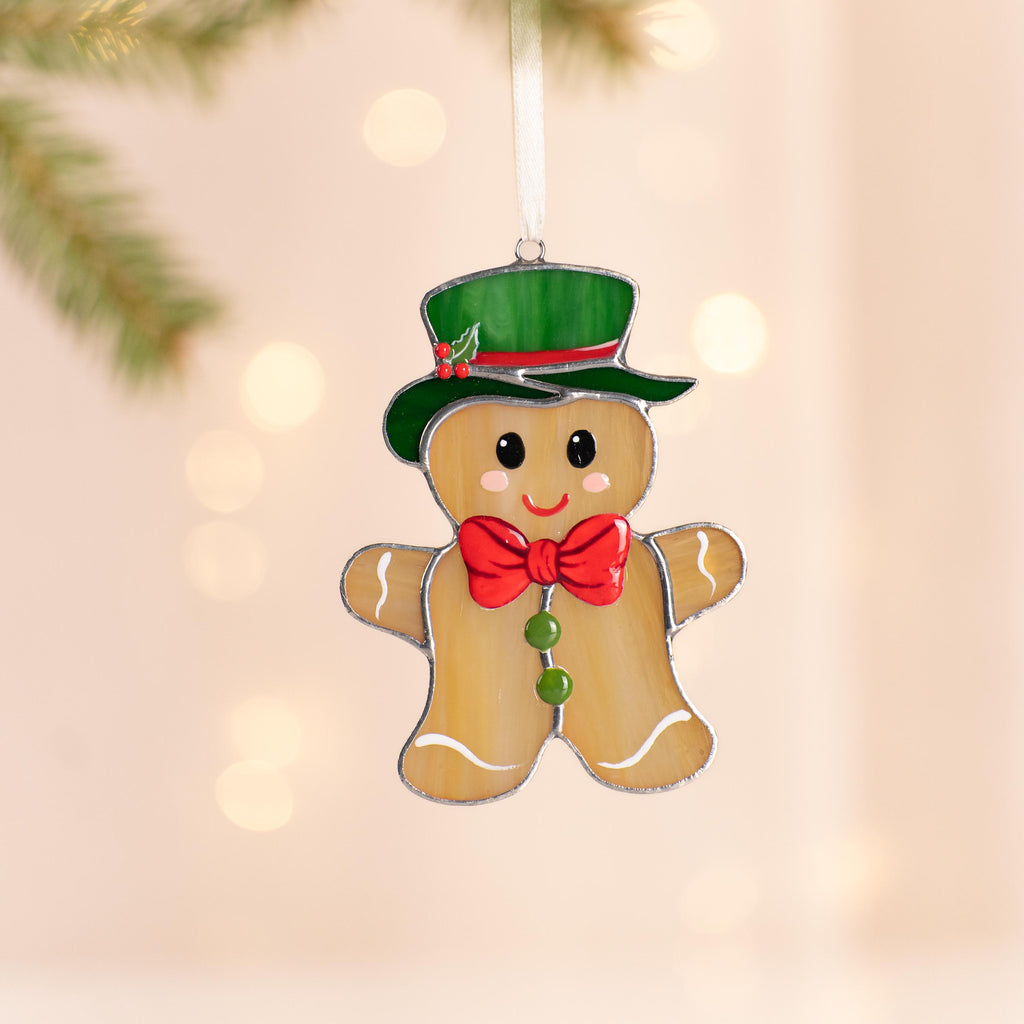 Gingerbread ornament stained glass window hangings Friend Christmas gifts Gingerbread house ornament stained glass suncatcher Xmas ornaments