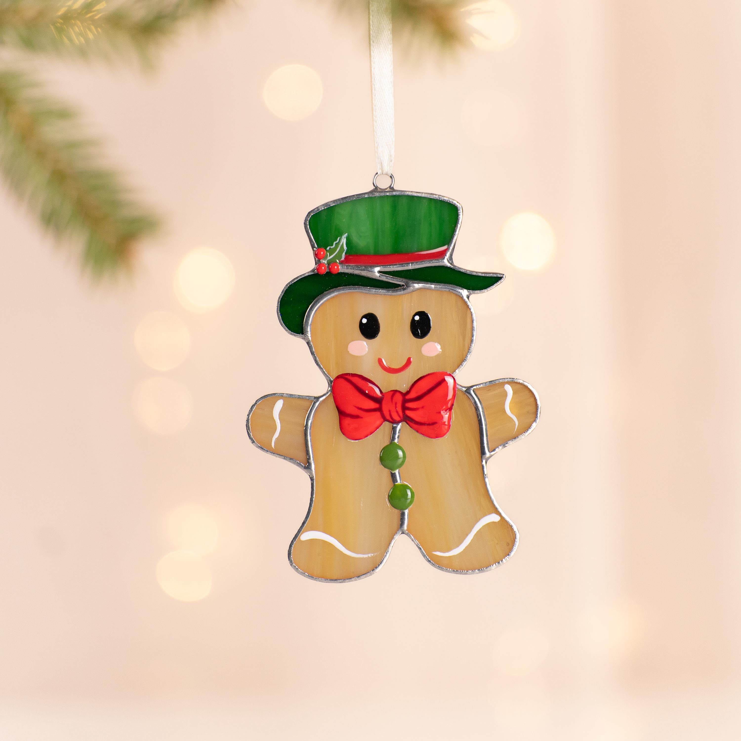 Gingerbread ornament stained glass window hangings Friend Christmas gifts Gingerbread house ornament stained glass suncatcher Xmas ornaments