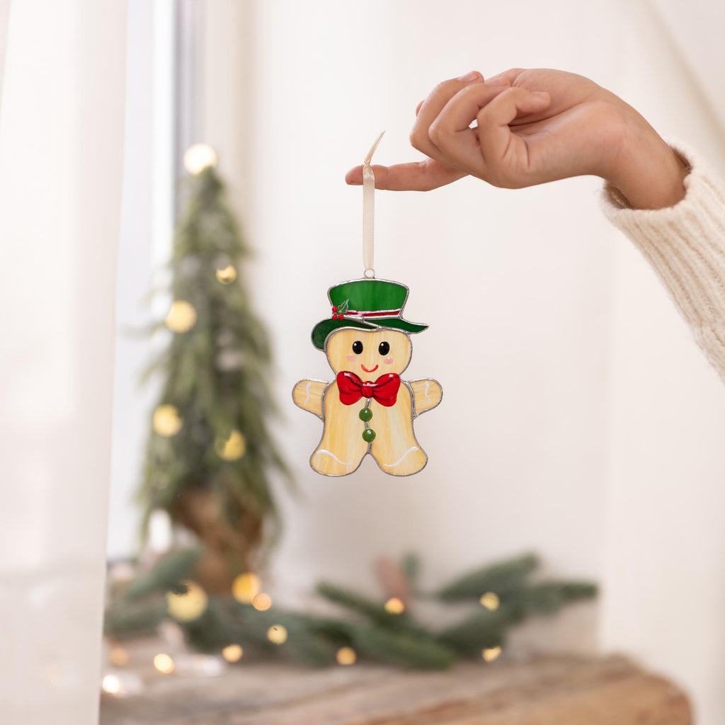 Gingerbread ornament stained glass window hangings Friend Christmas gifts Gingerbread house ornament stained glass suncatcher Xmas ornaments