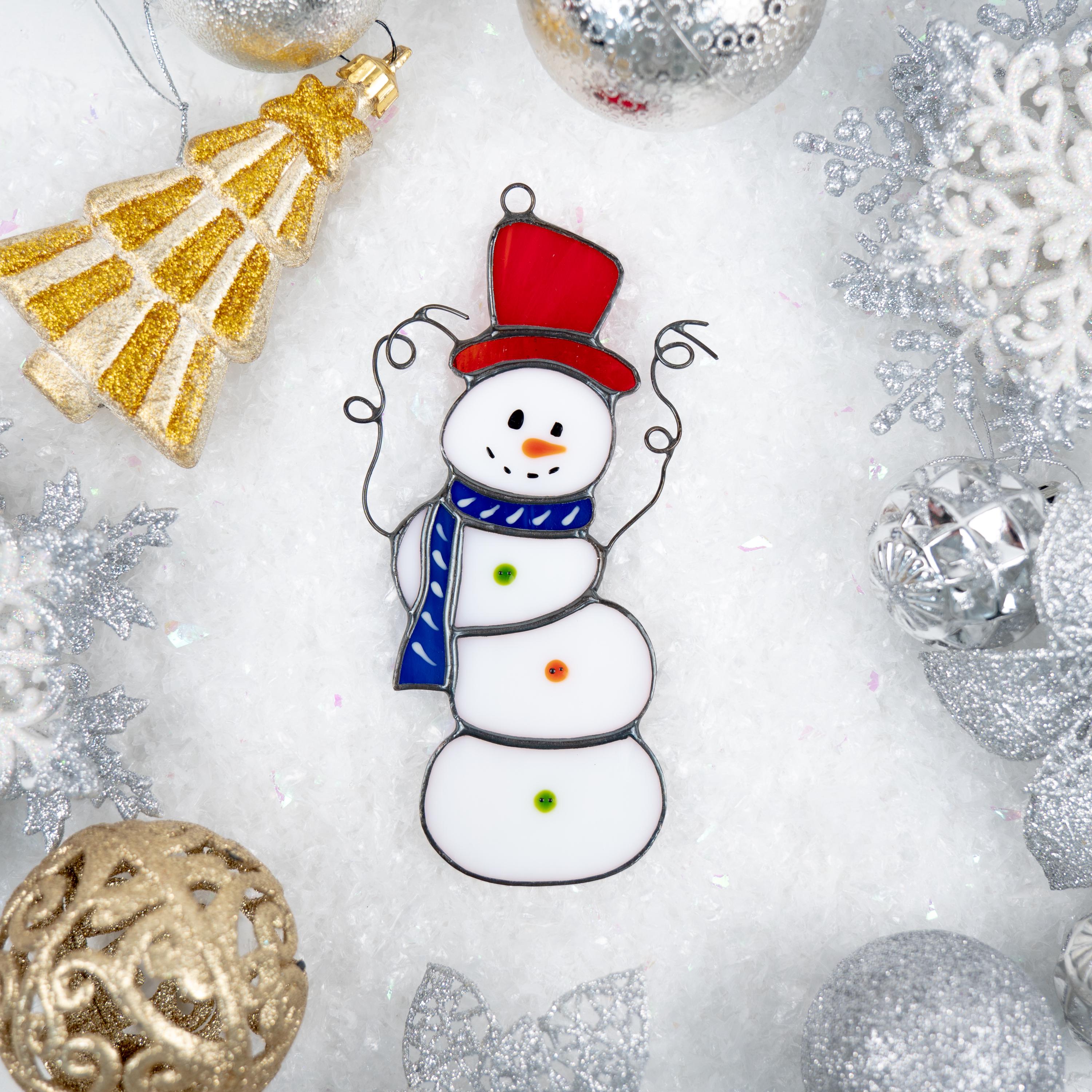 Stained glass snowman ornament Christmas gifts Glass Christmas ornaments stained glass window hangings Snowman stained glass suncatcher