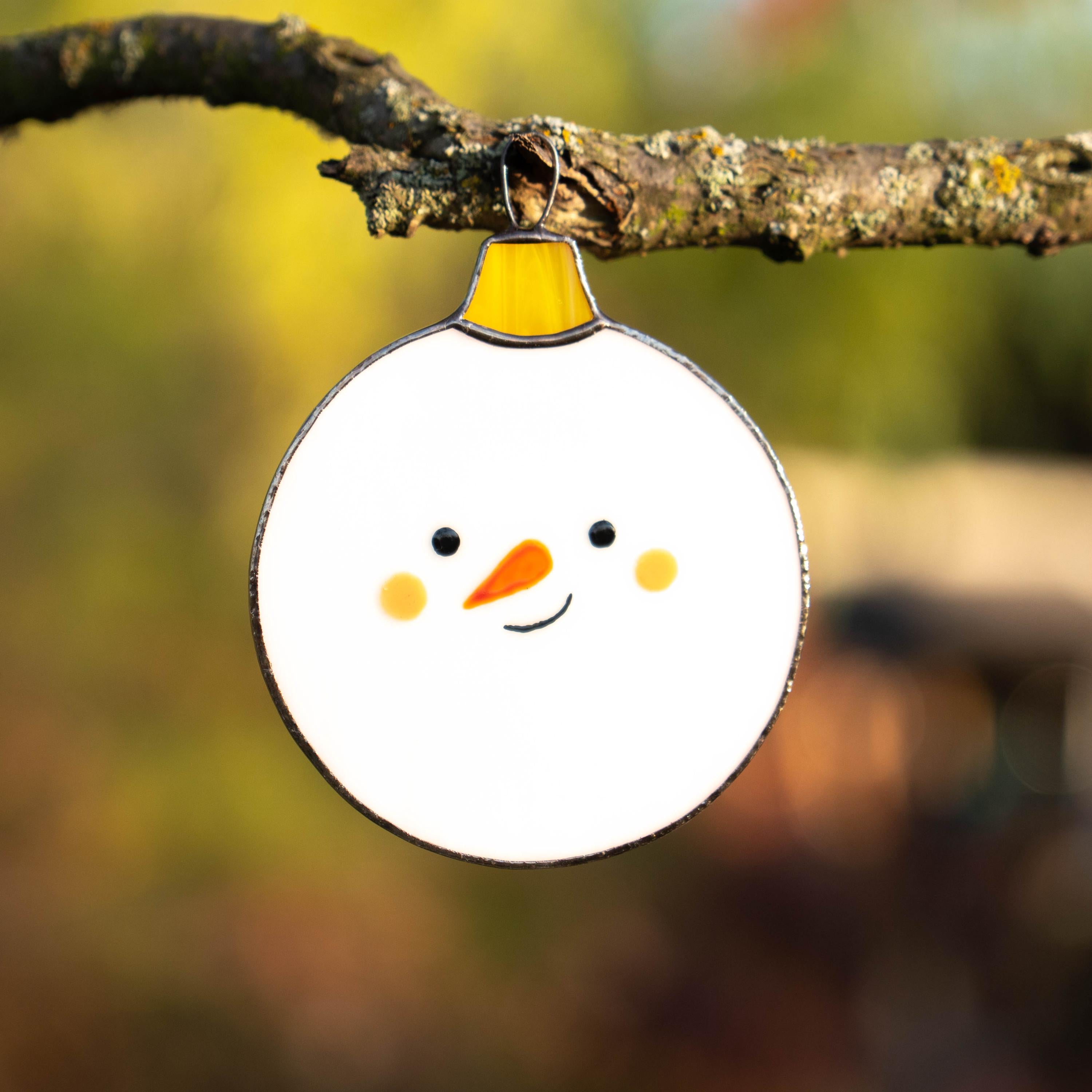 Snowman stained glass Christmas ornaments Grandparents Christmas gift Snowman ornament stained glass window hangings Winter art