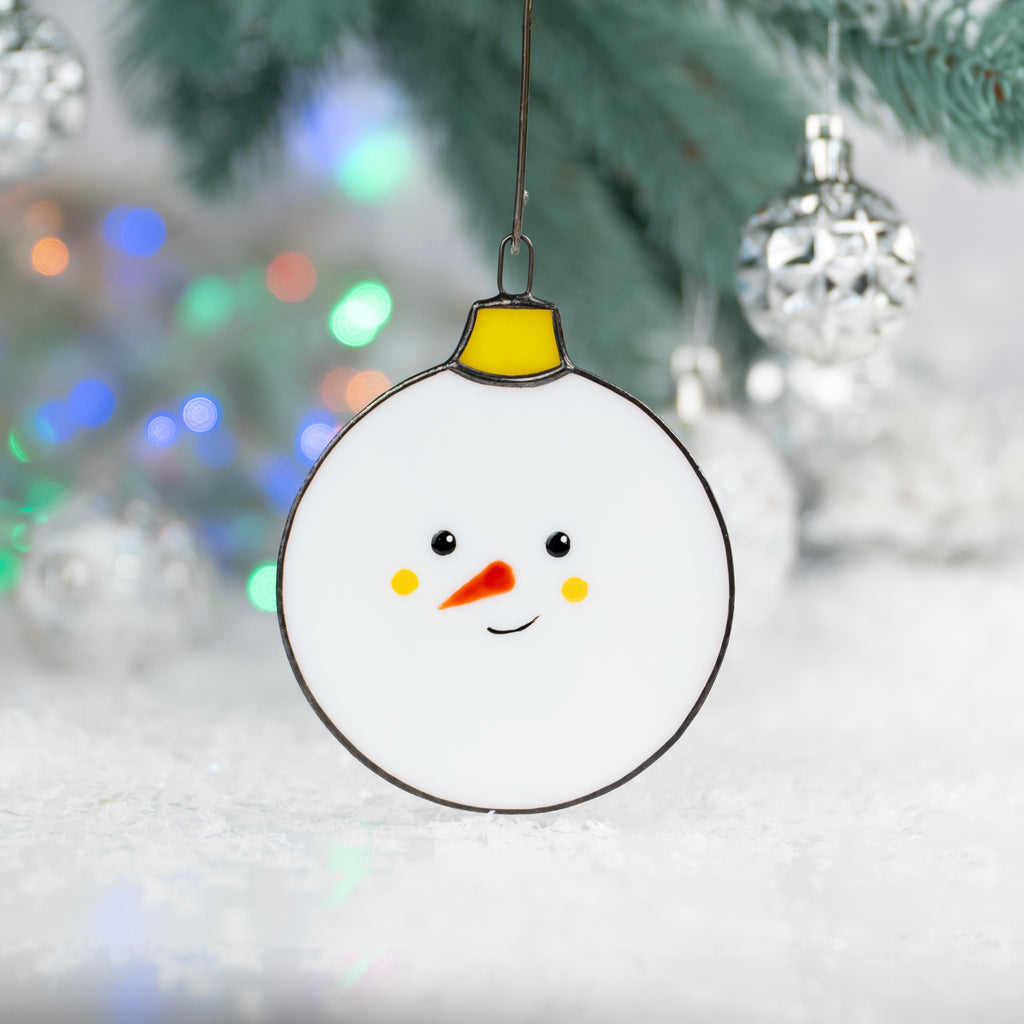 Snowman stained glass Christmas ornaments Grandparents Christmas gift Snowman ornament stained glass window hangings Winter art